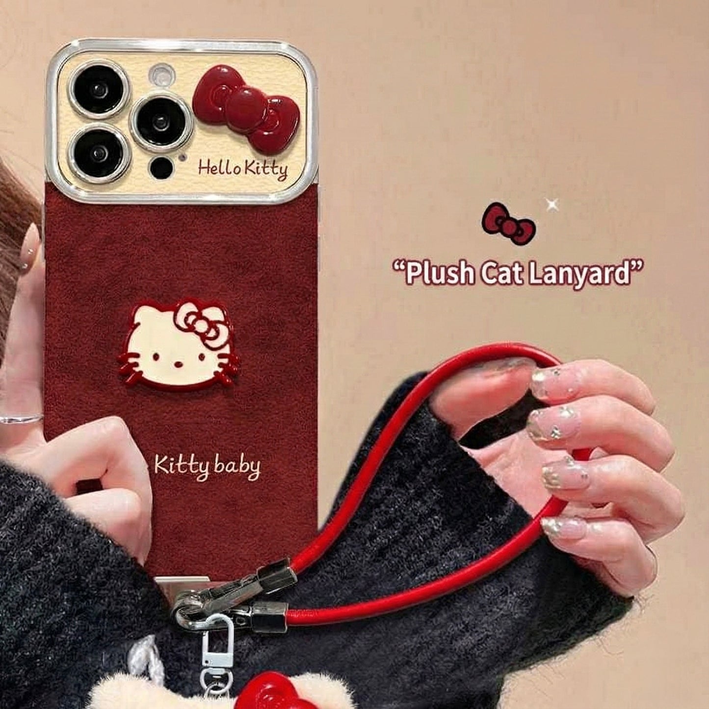 Cute KT Window Display Case β Leather Finish for iPhone